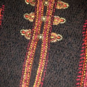 Vintage Hippy Boho Embroidered Sweater Cardigan
